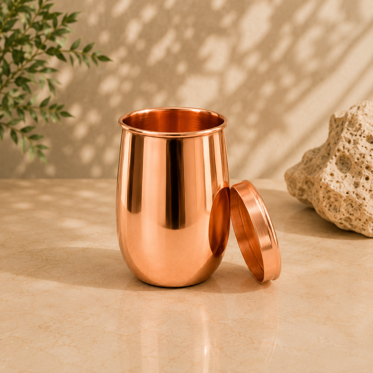 Beker met deksel - KOPER - 470 ML